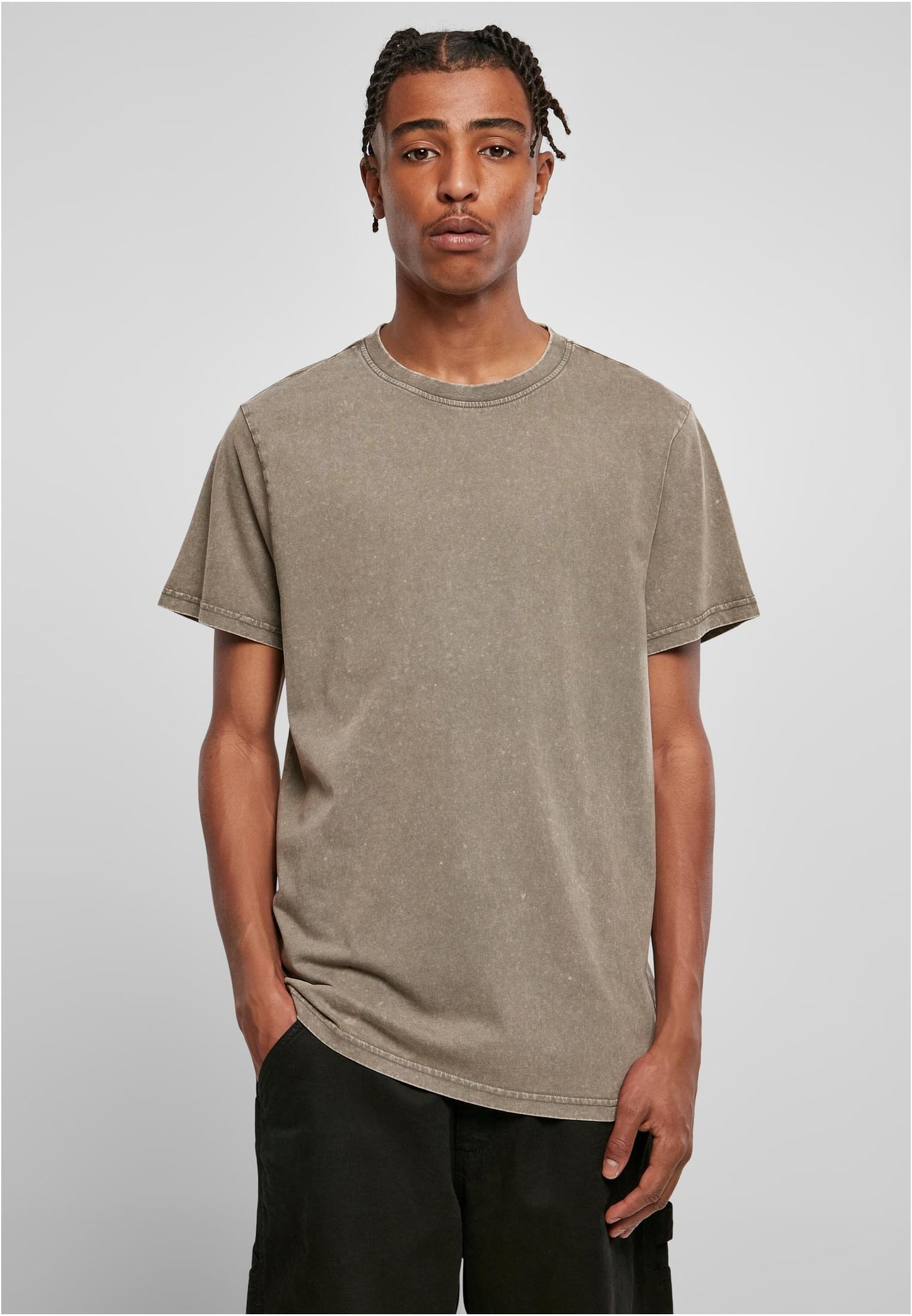 Acid Washed T-shirt - Dark khaki