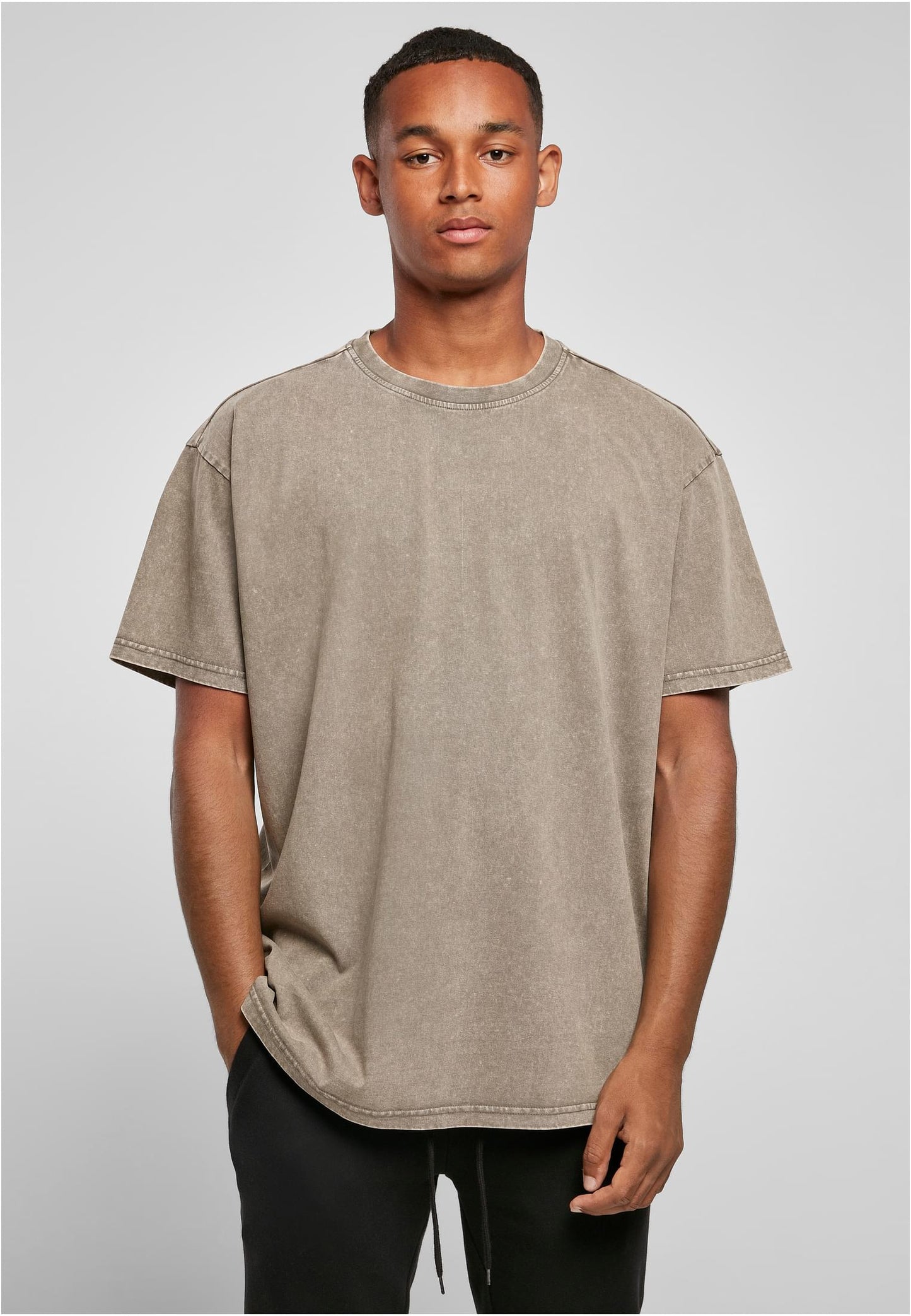 Acid Washed Heavy Oversized T-shirt - Khaki