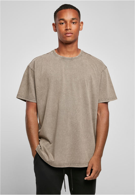 Acid Washed Heavy Oversized T-shirt - Khaki